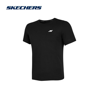 SKECHERS 斯凯奇 男女款速干索罗娜运动T恤短袖舒适轻便短袖衫上衣P224W098 男款-碳黑/0018 S