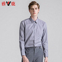 YALU 雅鹿 衬衫男士商务休闲纯色竹纤维衬衫舒适透气长袖衬衣 1305 40