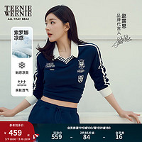 Teenie Weenie小熊2024春装学院风POLO领长袖T恤 藏青色 155/XS