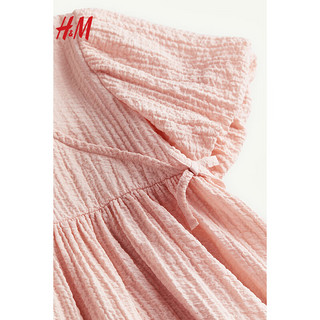 H&M2024春季童装女童泡泡袖连衣裙1211800 粉色 140/68