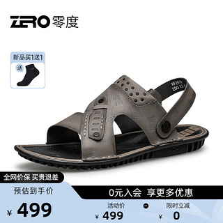 零度Zero男鞋手工缝制凉拖鞋防滑耐磨透气沙滩凉鞋 灰色 41