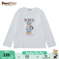 PawinPaw卡通小熊童装2024年春季男女童卡通印花长袖圆领T恤 米白色/39 150