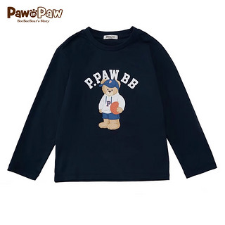 PawinPaw卡通小熊童装2024年春季男女童卡通印花长袖圆领T恤 米白色/39 130