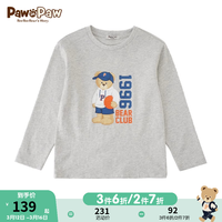PawinPaw卡通小熊童装2024年春季男女童卡通印花长袖圆领T恤 灰色/15 090