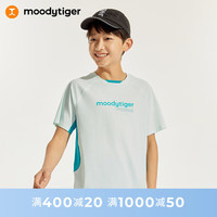moodytiger男童短袖T恤24夏季新款个性撞色拼接吸汗宽松运动上衣