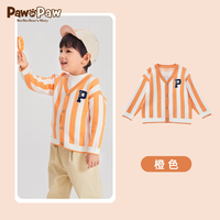 PawinPaw卡通小熊童装24年春季男宝条纹针织开衫毛衣舒适可爱 橘黄色/80 100