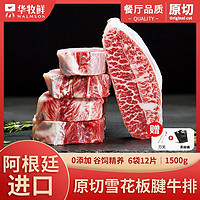 Walmson 华牧鲜阿根廷进口原切板腱牛排雪花牡蛎肉健身牛扒500g/两袋牛排