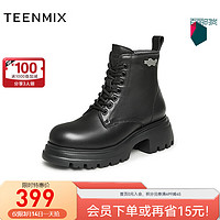 TEENMIX 天美意 马丁靴女商场同款粗跟英伦时尚短靴2023冬BH911DD3 黑色 34