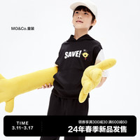 little MO&Co.奇先生妙小姐IP littlemoco童装24春装男女童短袖连帽卫衣 黑色 110/56