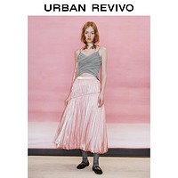 UR2024春季女装不规则设计感风琴褶皱显瘦A型半裙UWU540027 粉红 S