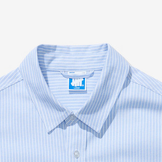 UNDEFEATED五条杠春季多口袋宽松条纹工装长袖衬衫 天蓝条纹 M