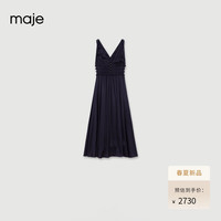 Maje2024早春新款女装黑色显瘦修身无袖镂空吊带连衣裙MFPRO03583 黑色 T