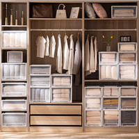 家の物语(KATEI STORY)收纳箱抽屉式塑料家用衣服透明衣柜收纳盒衣物裤子储物衣橱整理箱 衣柜抽屉收纳箱M款【1个装】