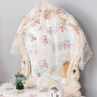 巧林儿梳妆台遮镜罩遮镜布遮镜帘家用镜子罩布盖巾挡布遮镜子的布艺盖布 欧根纱621白 桌面圆镜/云朵镜盖布:90*90cm