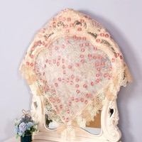 巧林儿梳妆台遮镜罩遮镜布遮镜帘家用镜子罩布盖巾挡布遮镜子的布艺盖布 欧根纱蝴蝶粉 床头柜盖布：90*90cm