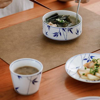 景德镇陶瓷茶杯景德镇釉下手绘青花瓷喝茶主人杯大容量家用茶具咖啡杯碟 竹林-小蓝杯 220ml