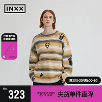 英克斯（inxx）ALLPICK 圆领套头渐变彩色条纹毛衣同款镂空贴布绣针织衫 黄色 XL