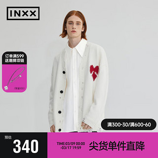 英克斯（inxx）ALLPICK 美式休闲开衫毛衣男宽松简约刺绣针织衫上衣外套 白色 M