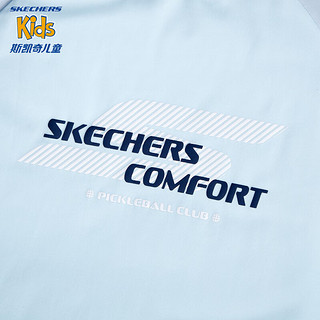 SKECHERS 斯凯奇 儿童插肩袖长袖T恤春夏男女童速干凉感运动打底衫P224K088 微风蓝/034V 165