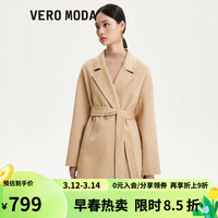 VEROMODA2023新款绵羊毛83%短款宽松双排扣简约毛呢大衣女
