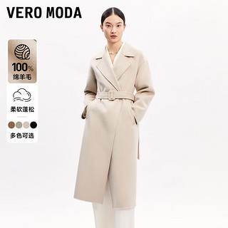 VEROMODA【100%绵羊毛】毛呢大衣优雅气质长款羊毛大衣外套女 浅卡其色-C13 160/80A/S