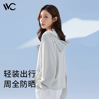 VVC 防晒衣女夏季防晒服防紫外线薄款开衫冰丝皮肤衣外套女 浅灰色