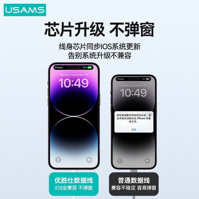 USAMS 优胜仕 适用苹果数据线iPhone14加长3米2米13/12/11promax快充线PD20w充电线器ipad平板3m专用三米超长8p/xr冲