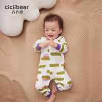 齐齐熊 cicibear宝宝连体衣婴儿爬服春款薄款纯棉睡衣新生儿哈衣宝宝秋装女 青瓷绿 90cm