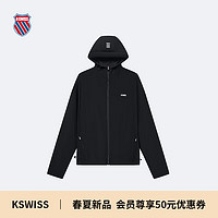 盖世威（K·SWISS）女外套 24夏季 运动休闲连帽针织上衣 1910048 008正黑色 2XL