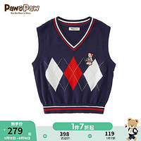 PawinPaw卡通小熊童装2024年春季新款女童背心儿童针织马甲学院风 藏青色/59 1