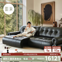 儒黛真皮沙发床法式电动伸缩功能云朵高档头层牛皮复古轻奢一字直排 3.35米电动云朵（V级半皮） 头层摔纹皮
