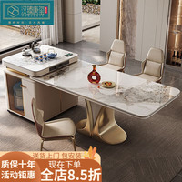 汉臻唐玺(HONZONTX)岩板餐桌椅组合小户型家用厨房现代简约轻奢高级感长方形饭桌套装 1.4m 餐桌+6椅