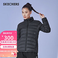 SKECHERS 斯凯奇 冬季女子梭织短款羽绒服轻便保暖时尚立领羽绒外套上衣P423W121