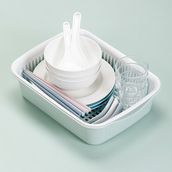 CHAHUA 茶花 塑料碗柜小号沥水碗架箱装碗篮滴水碗橱碗筷简易餐具收纳盒 绿色
