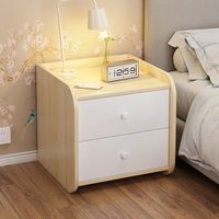 木匠印记床头柜卧室现代简约小户型床边柜经济型收纳储物柜仿实木小柜子 加大款-橡木色双抽 40*30*40