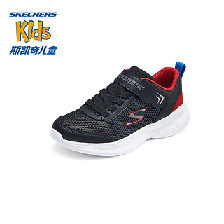 Skechers斯凯奇儿童男童魔术贴运动鞋时尚休闲鞋中大童跑步鞋403792L 黑色/红色/蓝色/BKRB 34