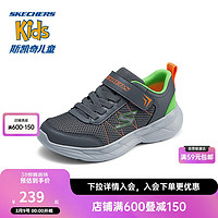 Skechers斯凯奇儿童男童魔术贴运动鞋时尚休闲鞋中大童跑步鞋403792L 炭灰色/柠檬色/CCLM 27.5