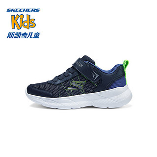 Skechers斯凯奇儿童男童魔术贴运动鞋时尚休闲鞋中大童跑步鞋403792L 海军蓝色/蓝色/NVBL 38