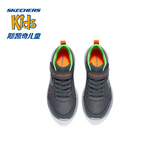 Skechers斯凯奇儿童男童魔术贴运动鞋时尚休闲鞋中大童跑步鞋403792L 炭灰色/柠檬色/CCLM 34