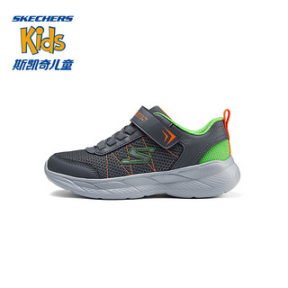 Skechers斯凯奇儿童男童魔术贴运动鞋时尚休闲鞋中大童跑步鞋403792L 炭灰色/柠檬色/CCLM 36