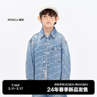 little MO&Co.little moco童装24春装男童纯棉老花印花牛仔夹克衬衫外套 牛仔蓝色 130/64