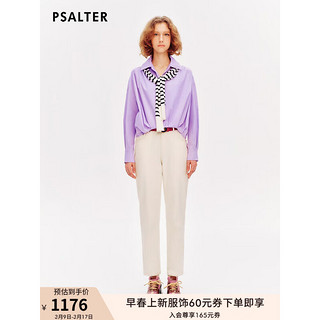 诗篇（PSALTER）线上专选2024春学院风撞色条纹针织披肩收褶设计感白衬衫 丁香紫 38
