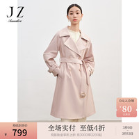 玖姿·安娜蔻清爽简约英伦风落肩收腰经典风衣外套2024春季 粉红 L
