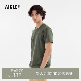 AIGLE艾高春季男士吸湿排汗UPF40+防晒防紫外线短袖T恤 灌木绿 AH985 M(175/92A)