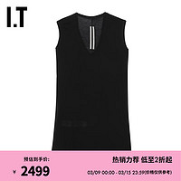 RICK OWENS IT 2024春季女装中长款无袖上衣休闲宽松纯色背心010S09XM BKX/黑色 44