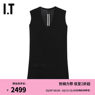 RICK OWENS IT 2024春季女装中长款无袖上衣休闲宽松纯色背心010S09XM BKX/黑色 44