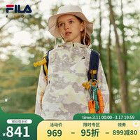FILA斐乐儿童童装上衣2024春新款中大童女童休闲运动户外梭织外套 满印一-ZA 1