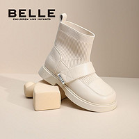 BeLLE 百丽 女童袜靴时装靴秋冬季小高跟防滑英伦风洋气时尚百搭短靴单靴