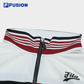 FILA FUSION斐乐潮牌梭织外套男2024夏时尚休闲拼色立领上衣 牙枣红-WI 190/112B/XXXXL