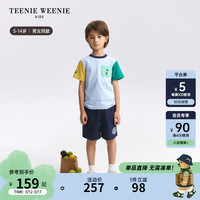 Teenie Weenie Kids小熊童装24春夏新款男女童圆领宽松全棉舒适T恤 浅蓝色 1